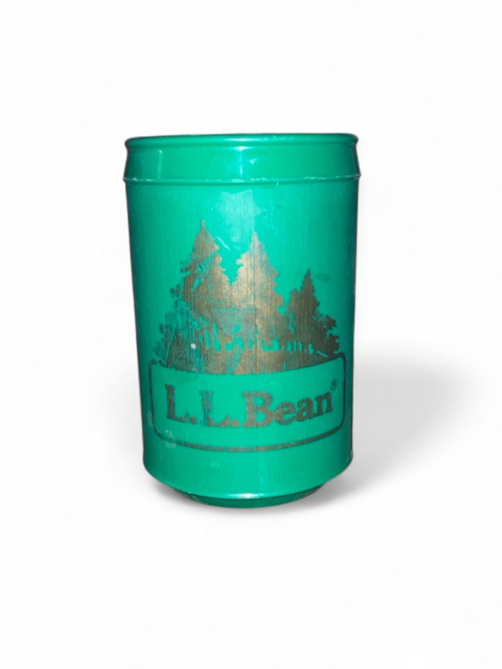 Vintage 80s LL Bean Insulated Travel Mug Green Tree Logo Whirley USA No Lid